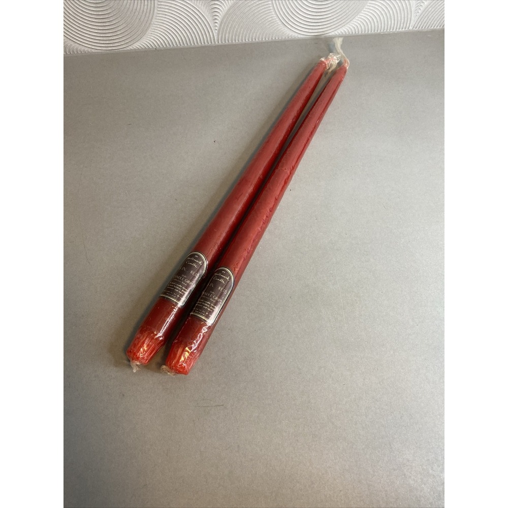 Set of 2 Vintage Hallmark Red 15" Taper Candles With Candle Grip